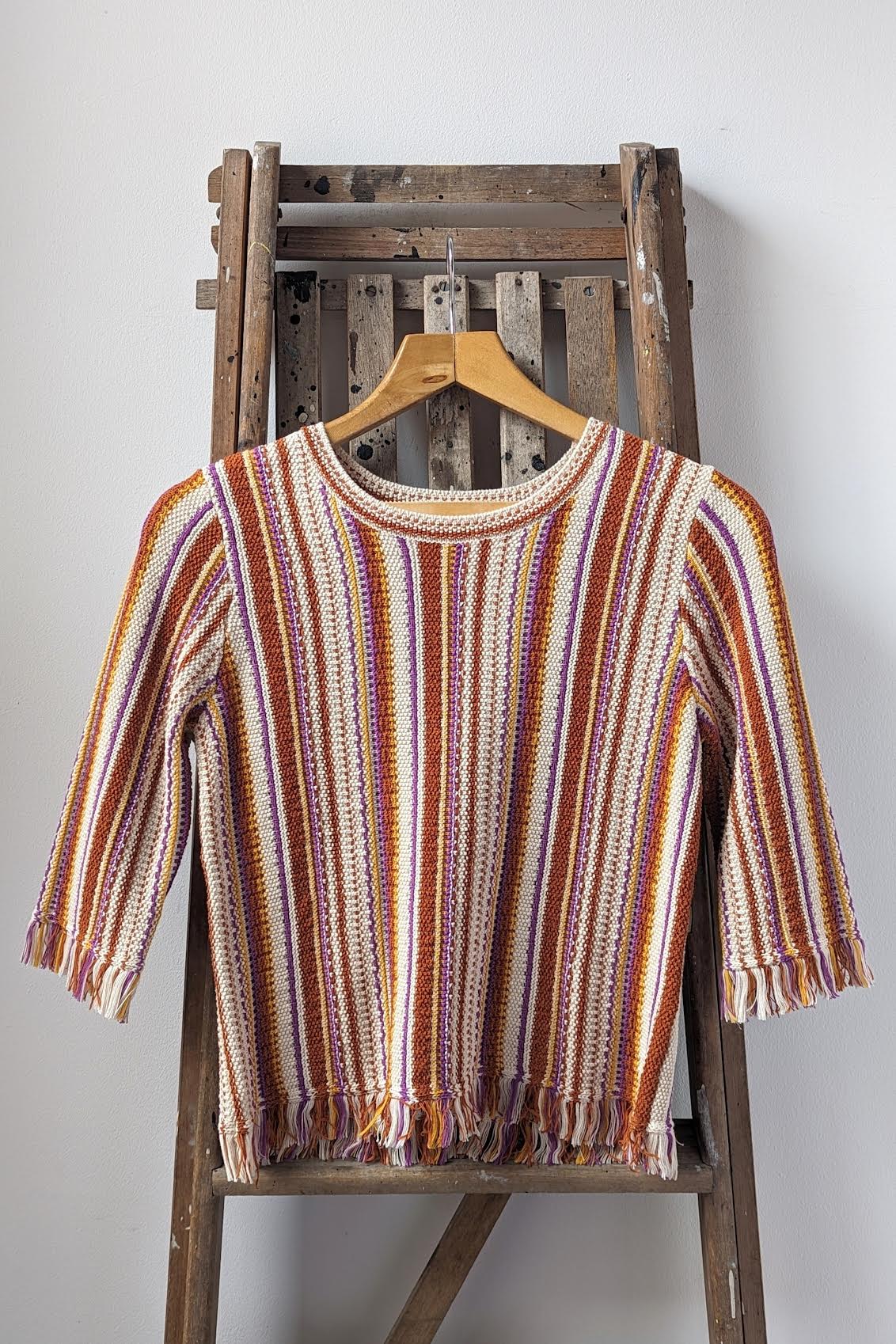 Amira Fringed Terracotta Stripe Top