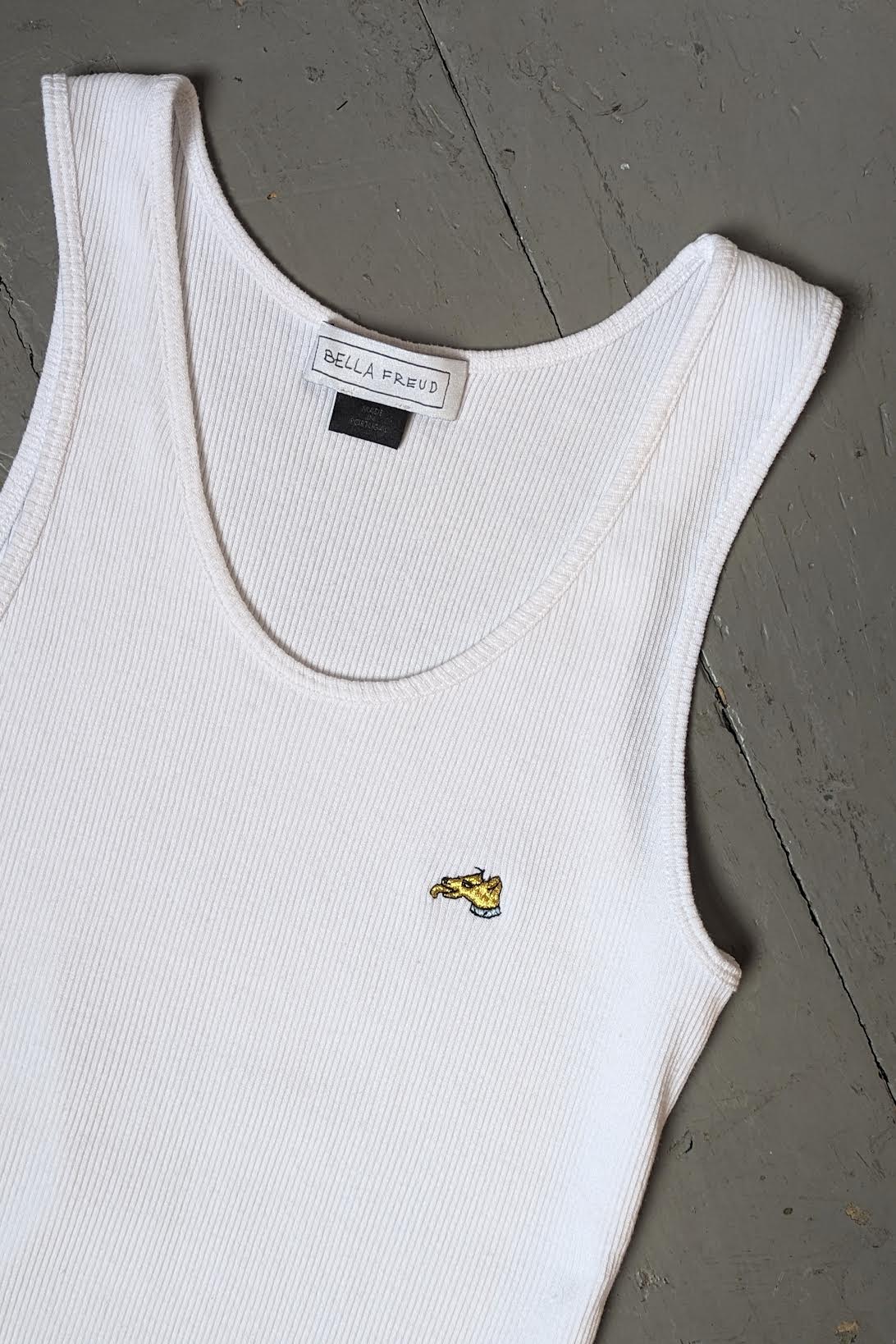 Bella Freud Embroidered Dog Logo White Tank 32 The Guild