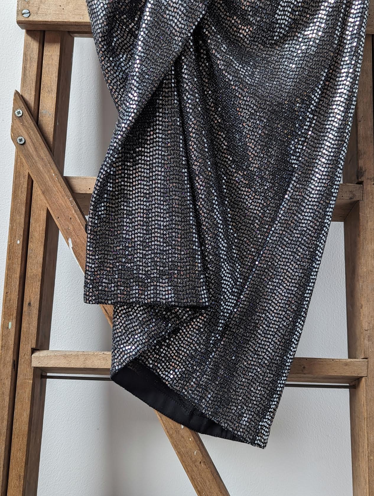 Dolene Silver Sequin Ruffle Skirt