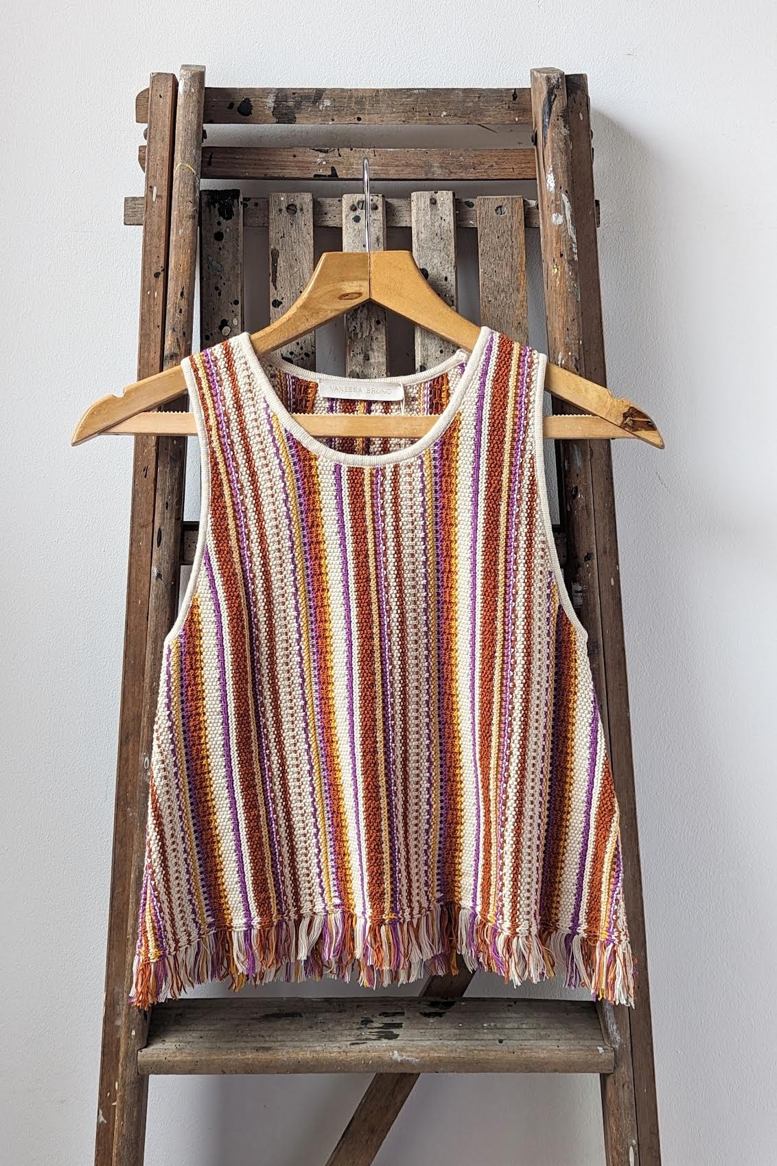 Vanessa Bruno - Criquet Fringed Terracotta Stripe Tank - Image 2