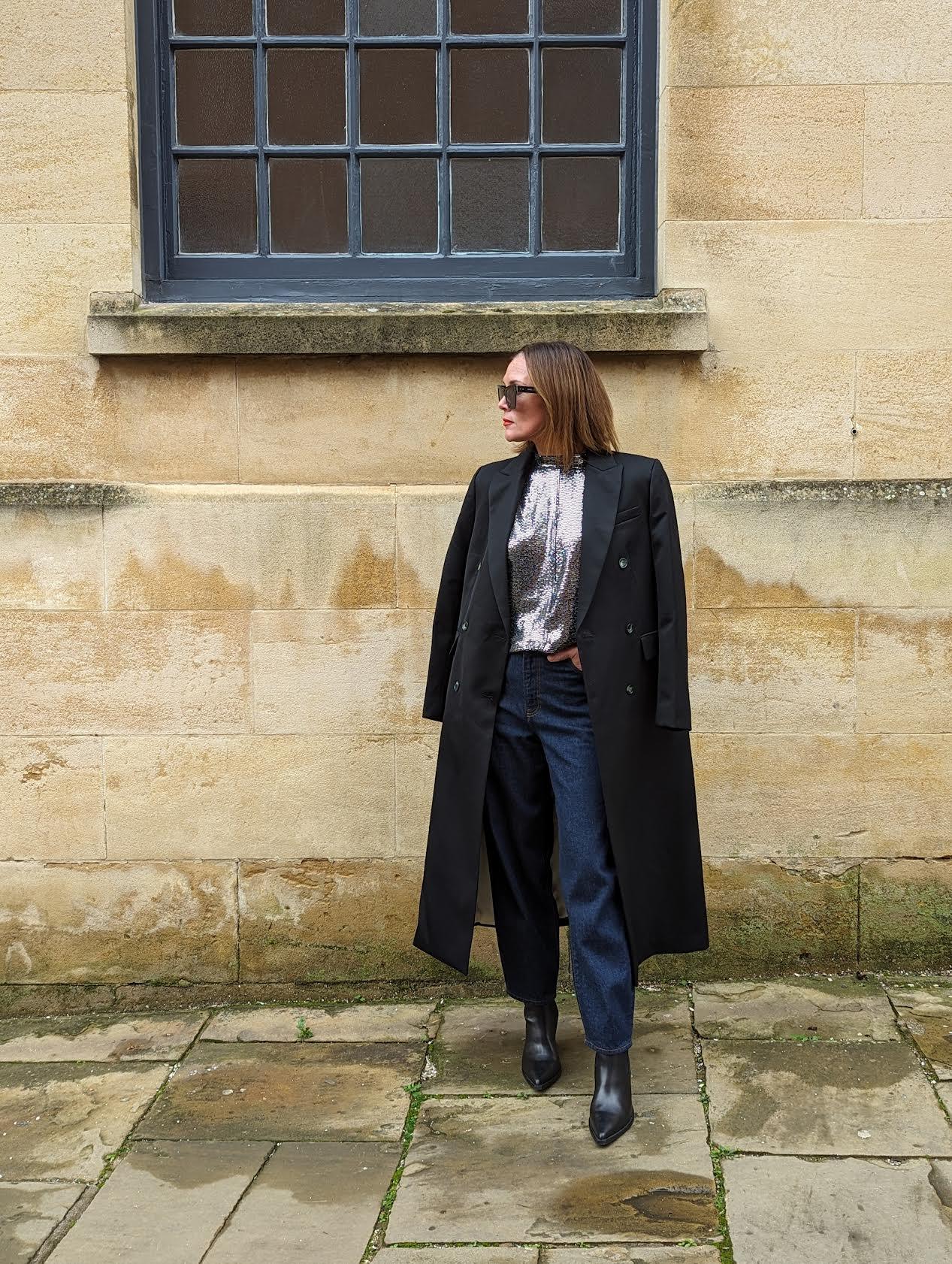 Ebba Double-Breasted Black Tailored Coat