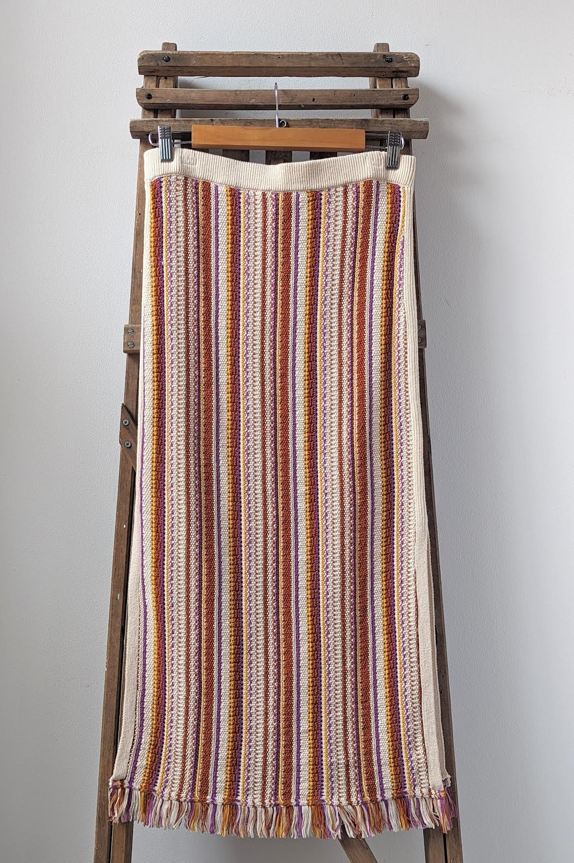 Vanessa Bruno - Cypres Fringed Terracotta Stripe Midi-Skirt - Image 3