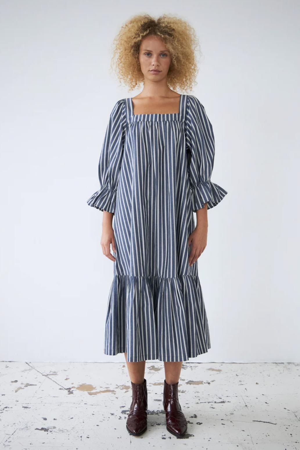 Stella Nova - Blue Striped Midi-Dress - Image 1