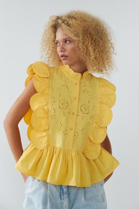 Stella Nova - Sweet Yellow Broderie Anglaise Blouse - Image 1