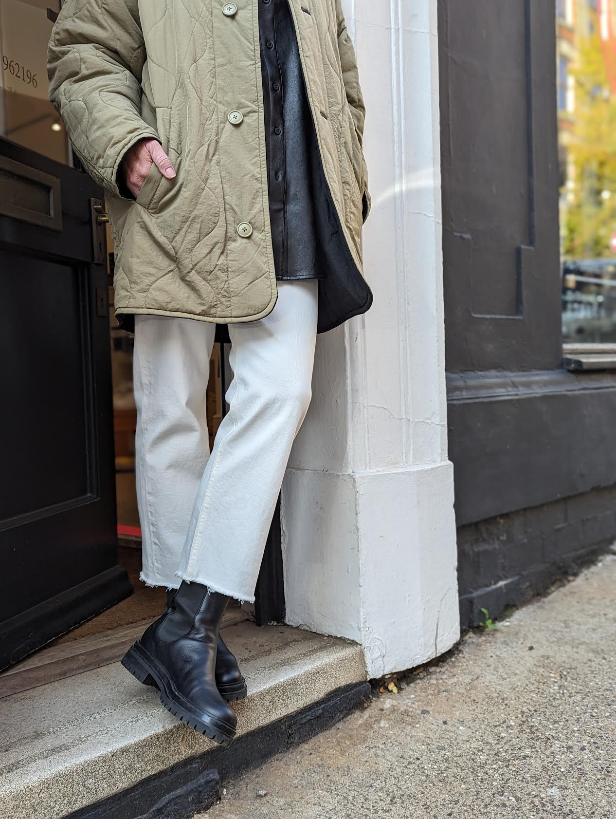 Nesma Reversible Black & Khaki Quilted Coat