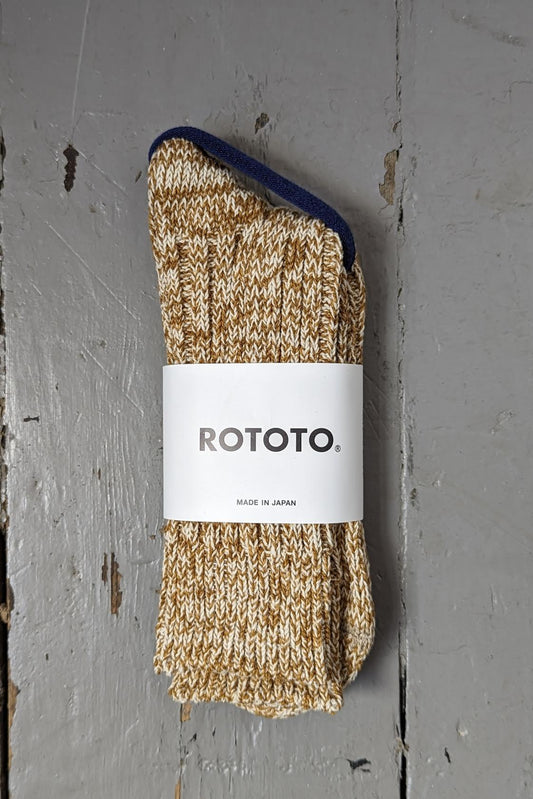 Rototo - Mustard Ribbed Crew Socks - 32 The Guild