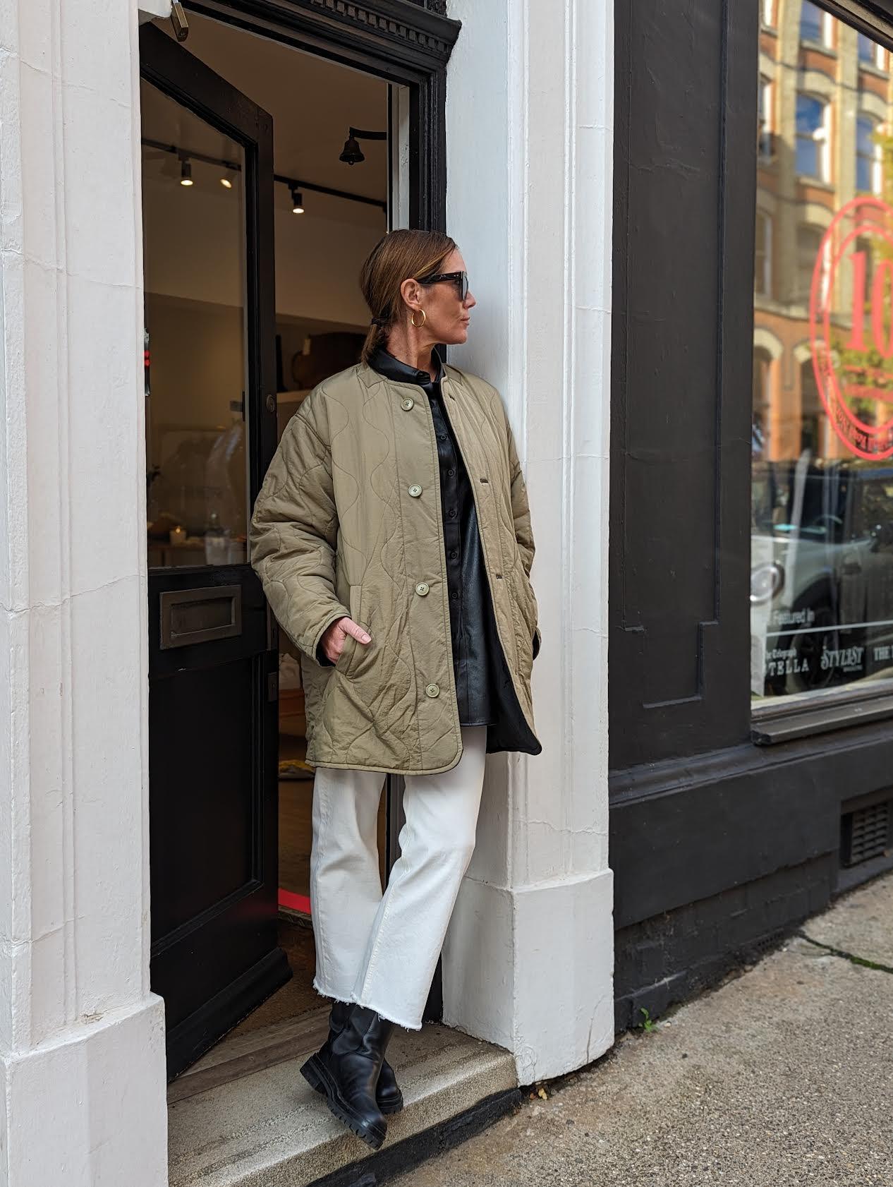 Nesma Reversible Black & Khaki Quilted Coat