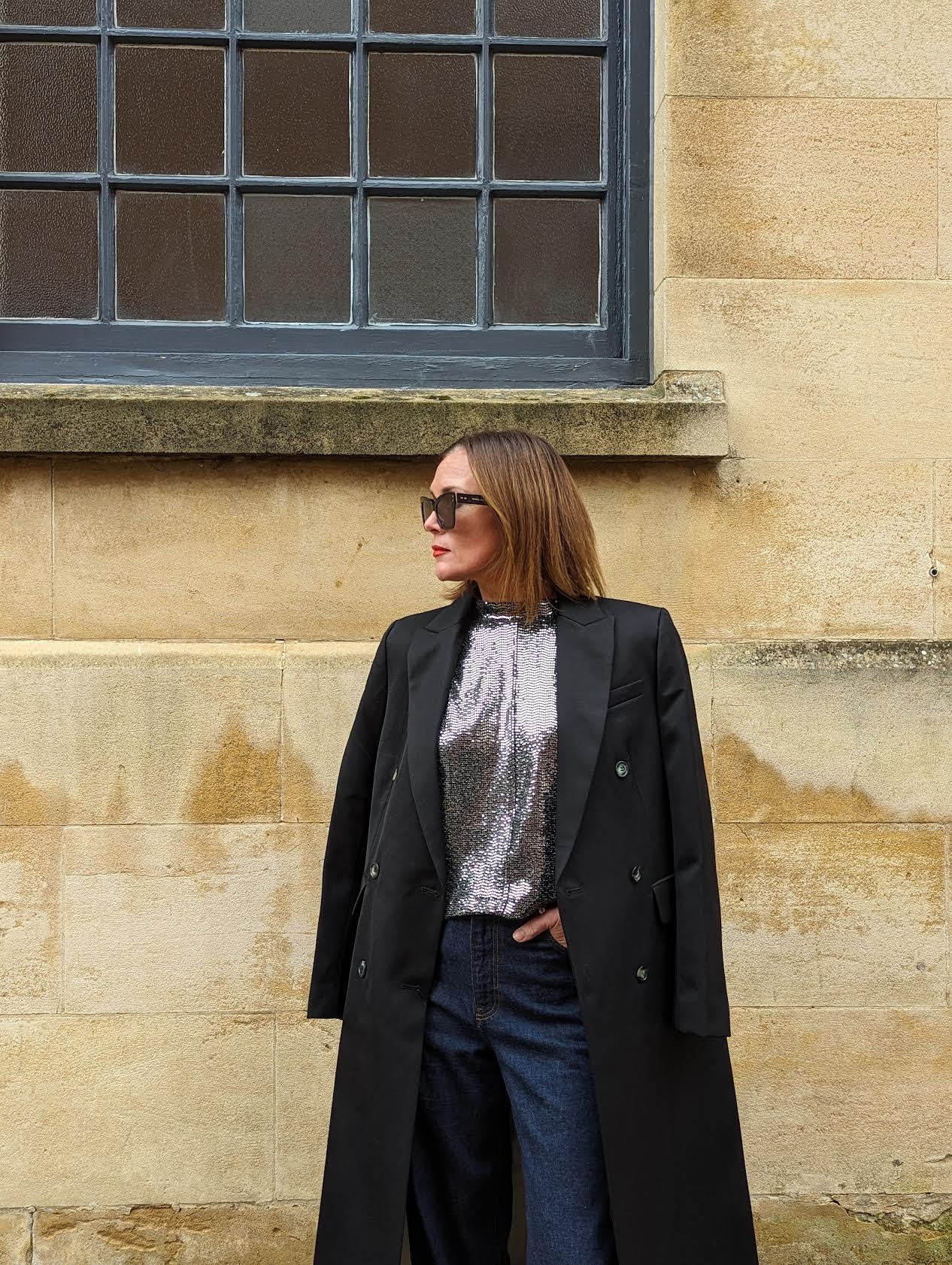 Ebba Double-Breasted Black Tailored Coat