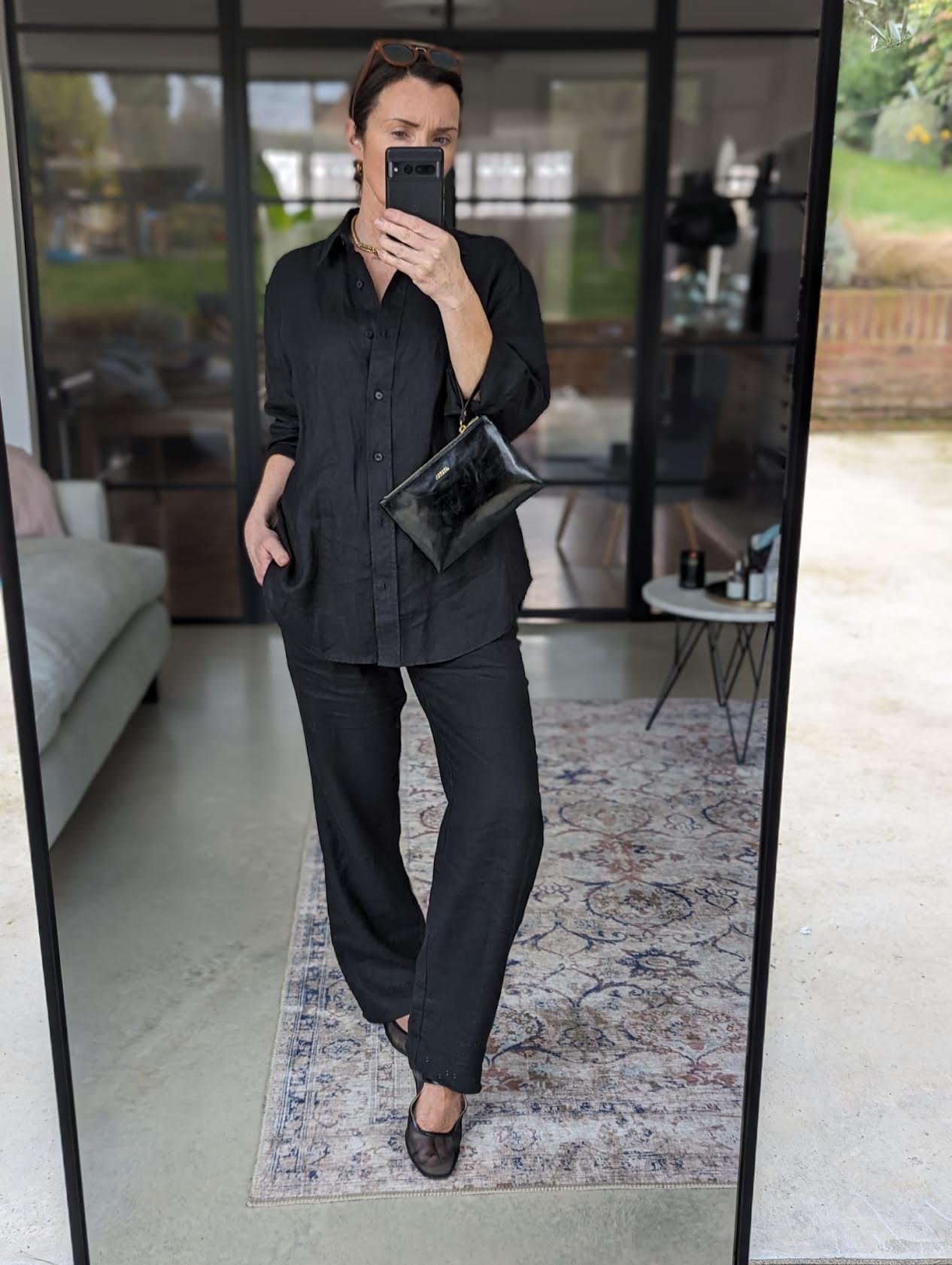 Samsoe Samsoe - Salova Black Linen Trousers - Media 2 of 5