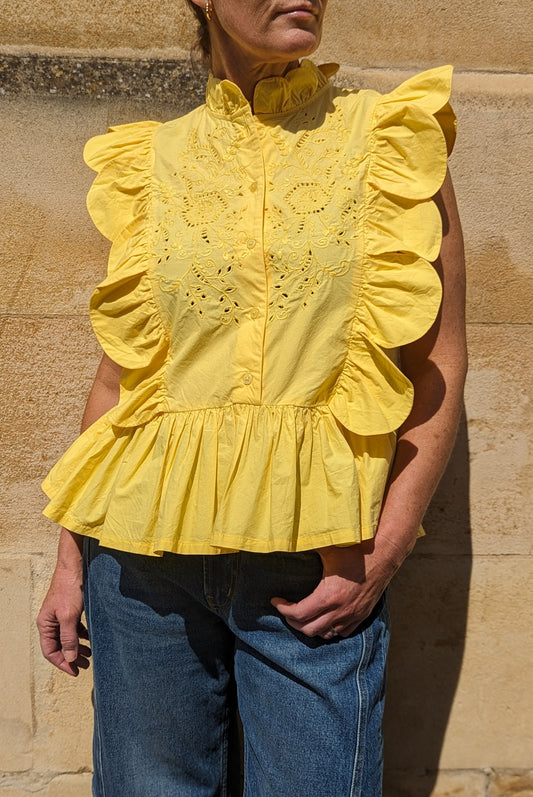 Sweet Yellow Broderie Anglaise Blouse