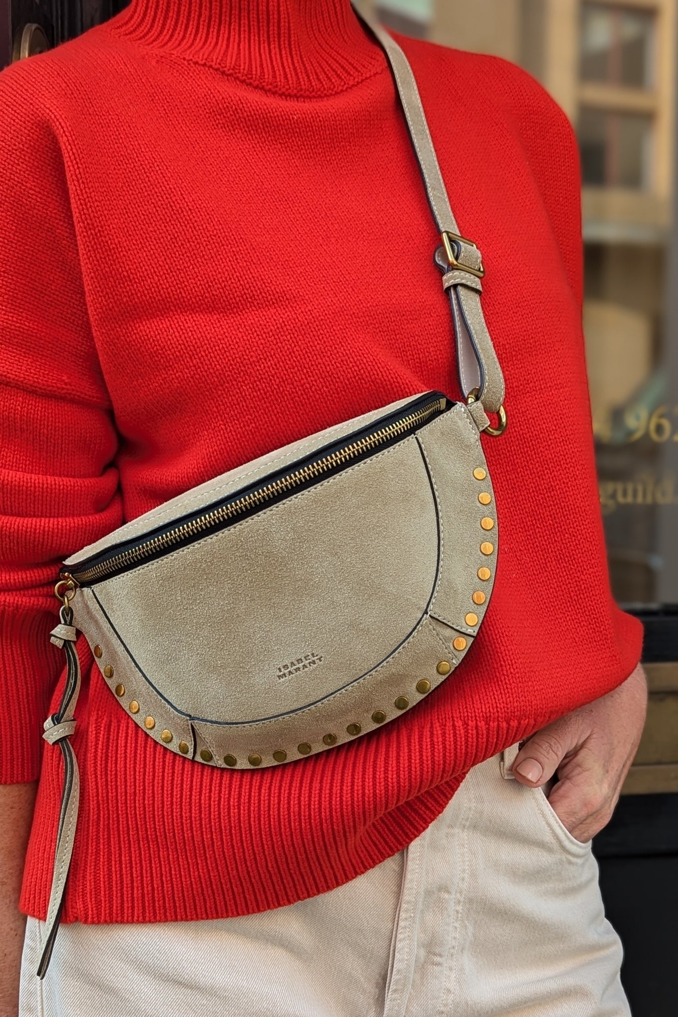 Isabel Marant Skano Sand Suede Cross-Body Bag – 32 The Guild