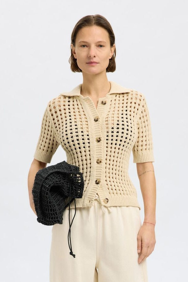 Slfellen Crochet Style Knitted Cardigan