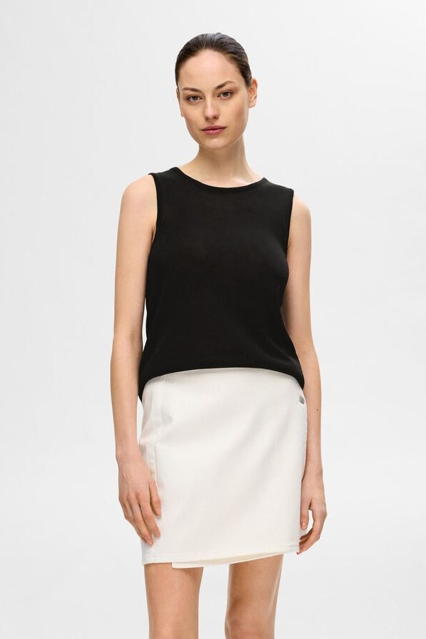 Slfmoon Black Knitted Tank Top