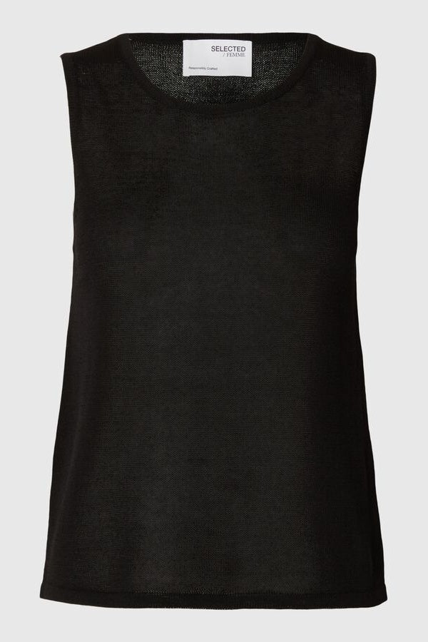 Slfmoon Black Knitted Tank Top