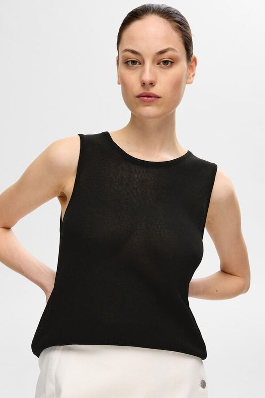 Slfmoon Black Knitted Tank Top