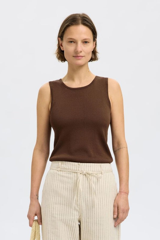 Slfmoon Chestnut Knitted Tank Top