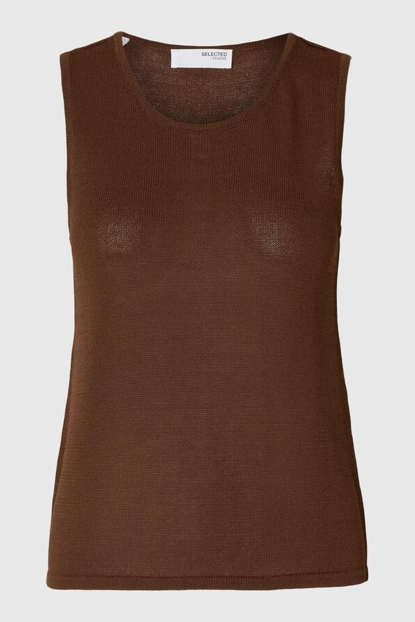 Slfmoon Chestnut Knitted Tank Top