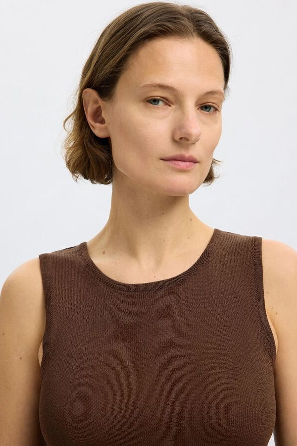 Slfmoon Chestnut Knitted Tank Top