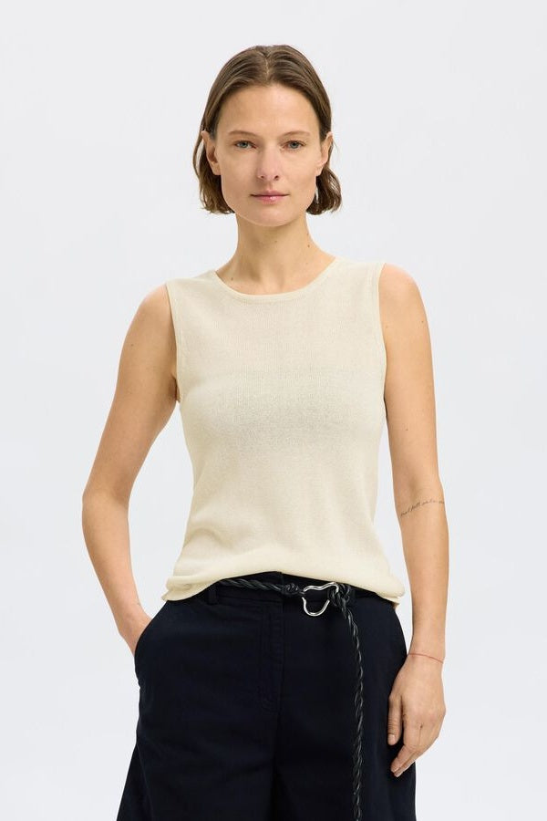 Slfmoon Birch Knitted Tank Top