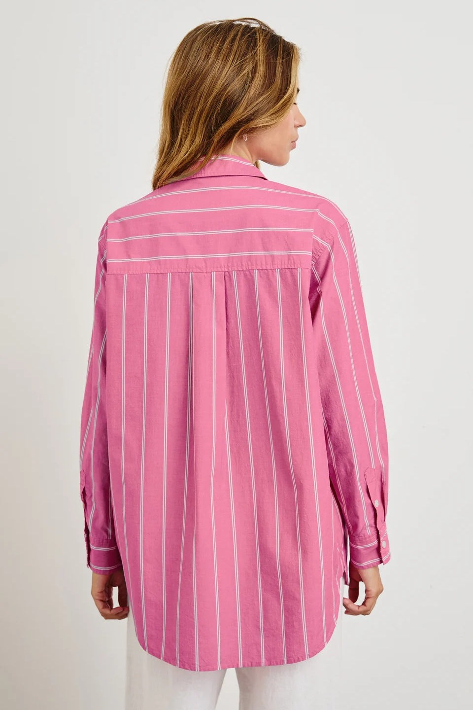 Elsa Shirt Hibiscus White Stripe