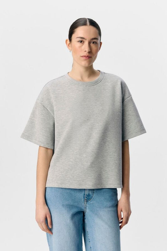 Objandrea Boxy Light Grey Melange T-Shirt