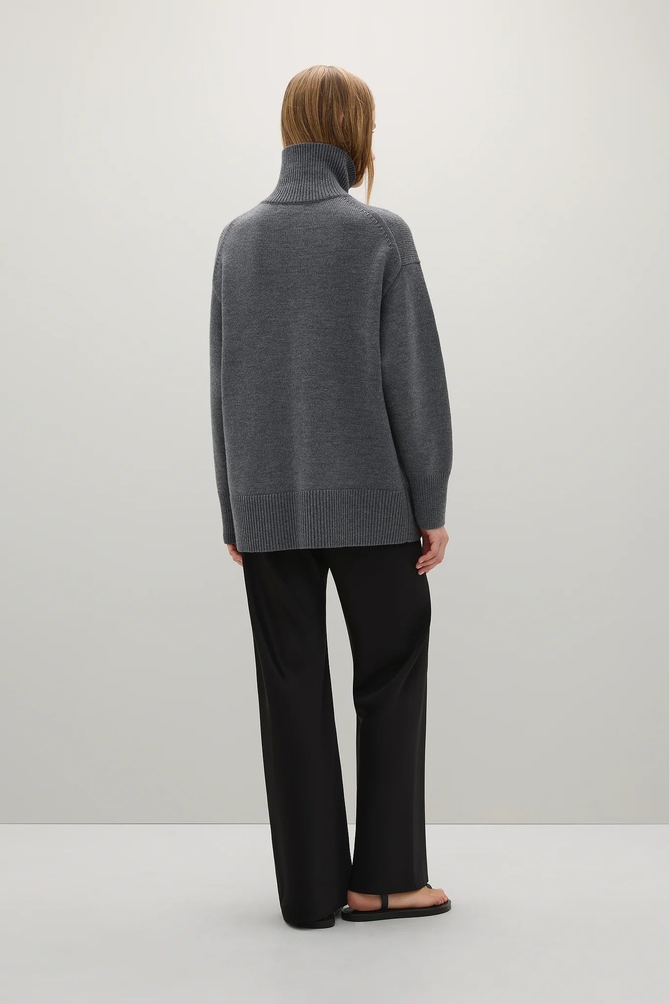 Gibson Grey Melange Funnel Knit Jumper
