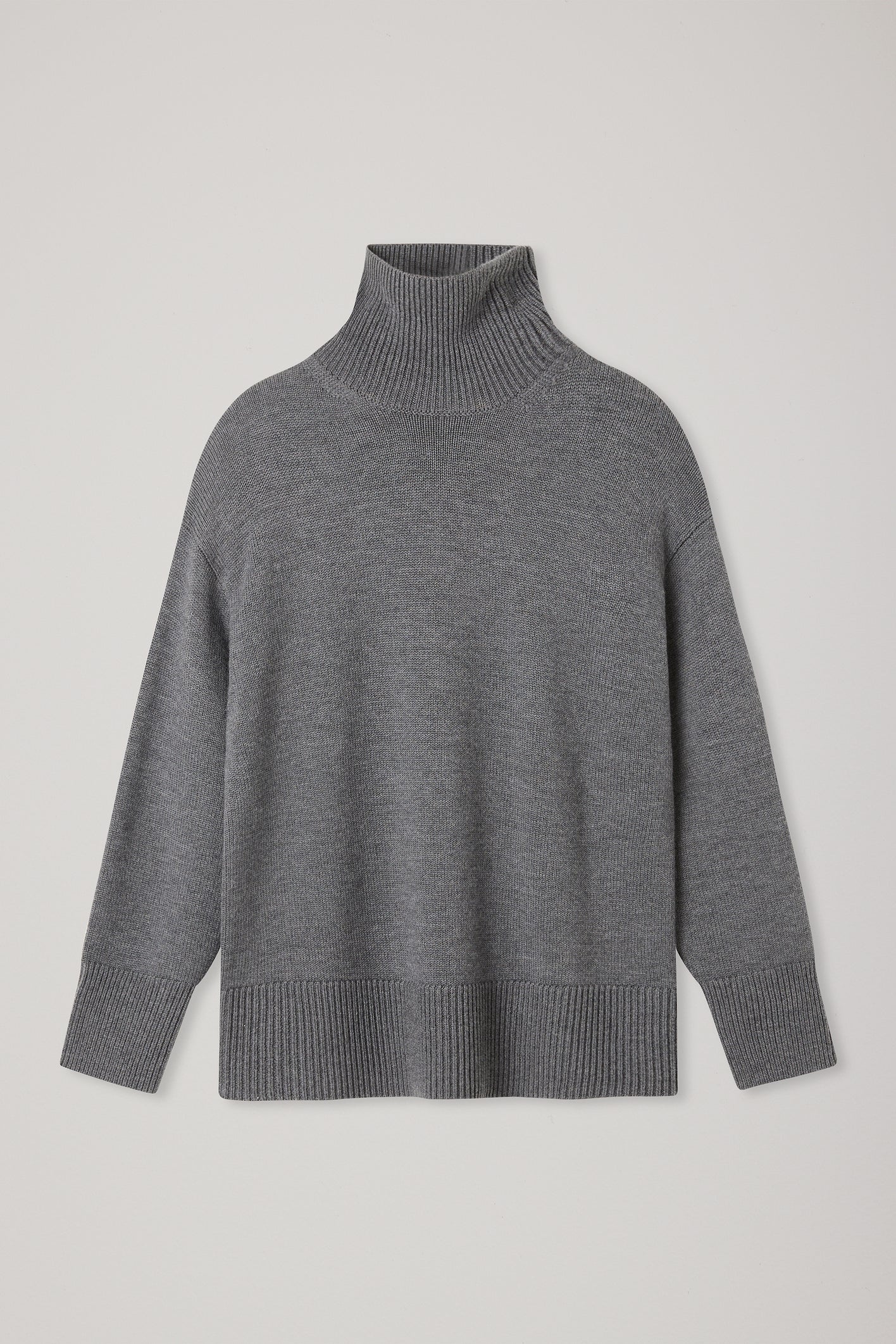 Gibson Grey Melange Funnel Knit Jumper