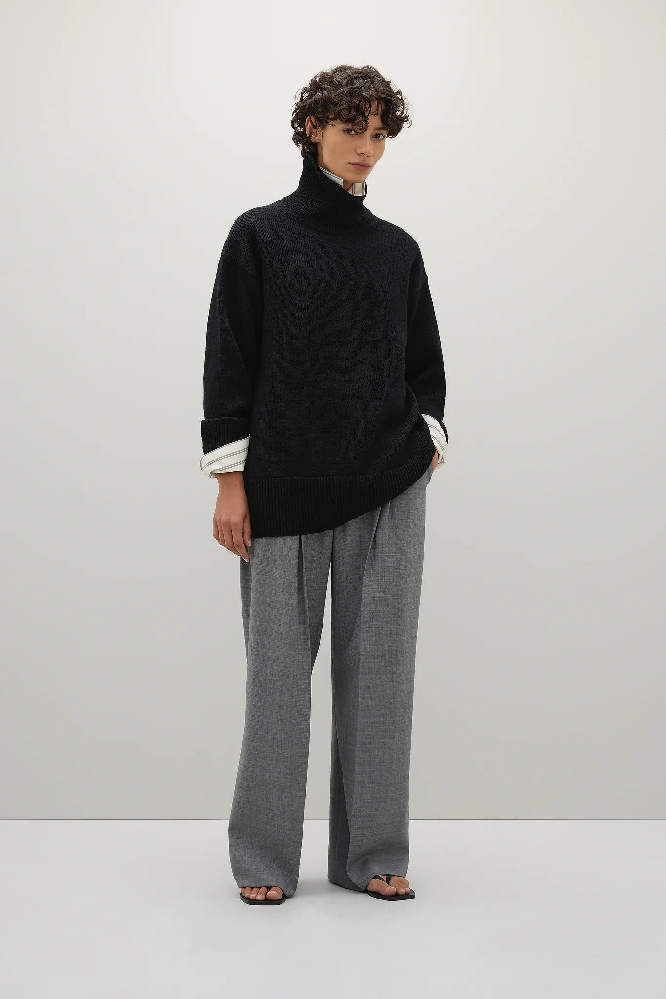 Gibson Black Funnel Knit Jumper