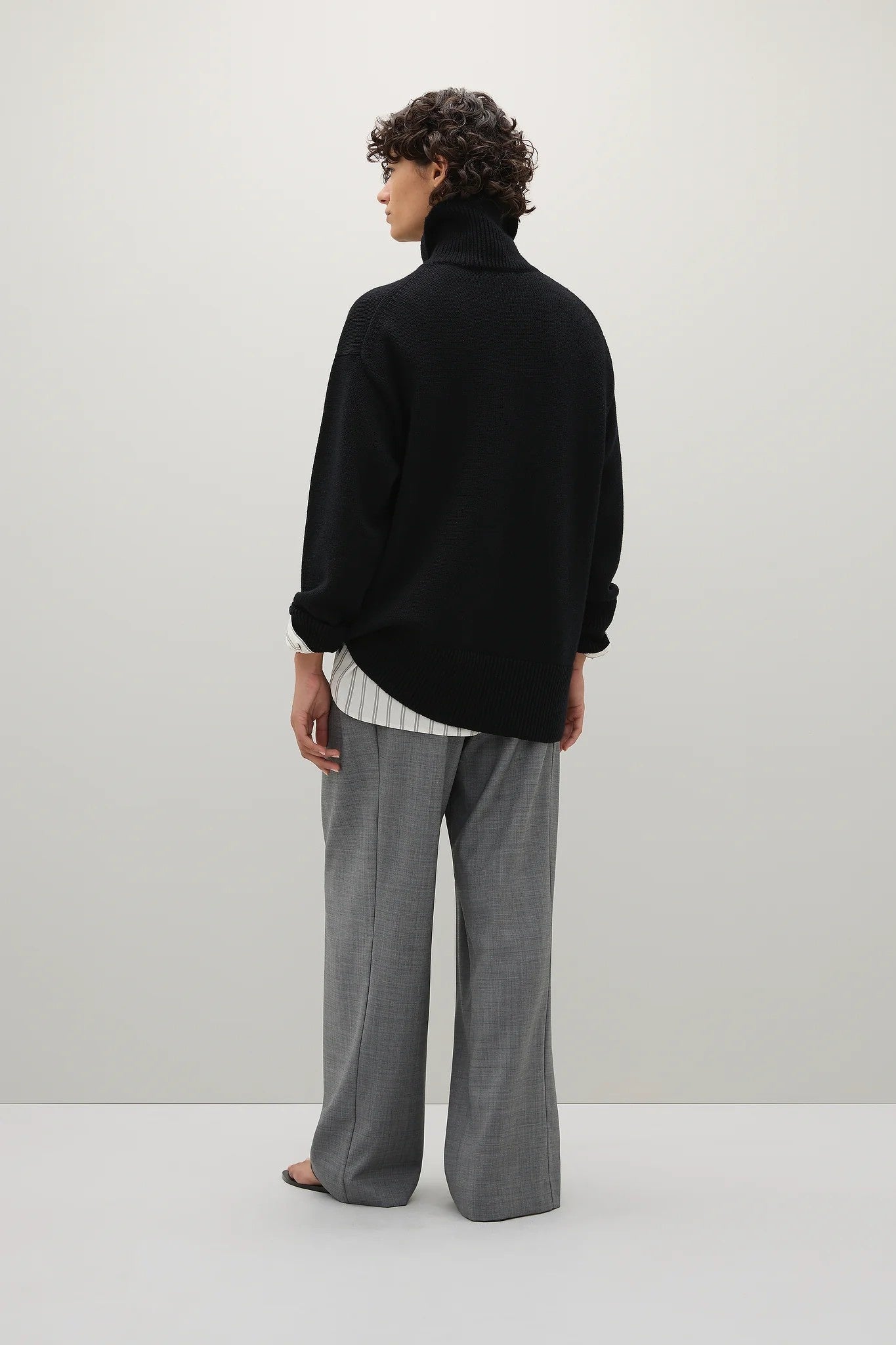 Gibson Black Funnel Knit Jumper
