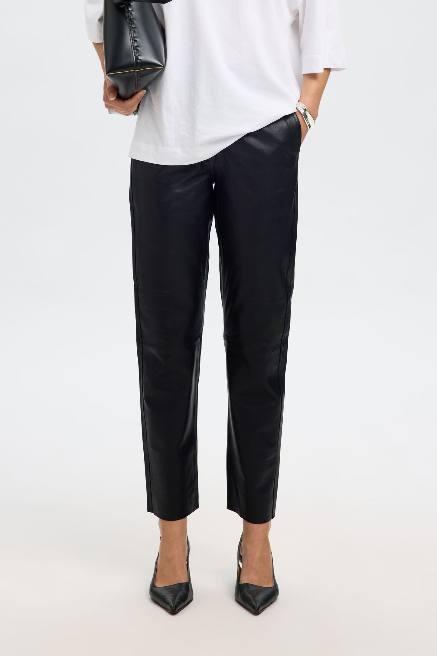 Slfmarie Tapered Leather Trousers
