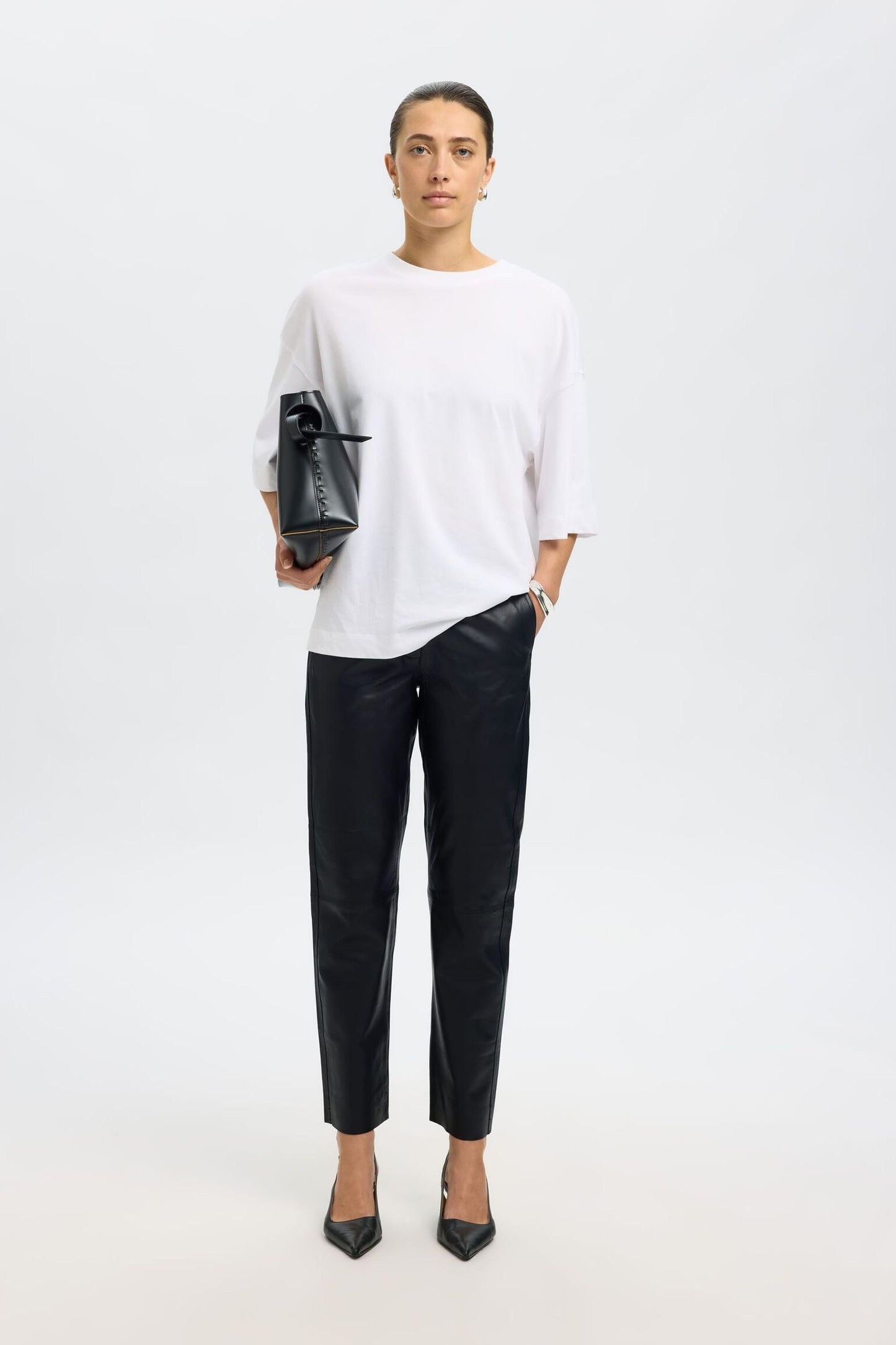 Slfmarie Tapered Leather Trousers