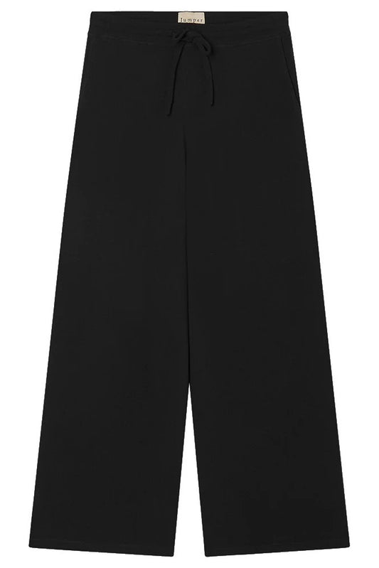 Wide Leg Black Merino Wool Joggers