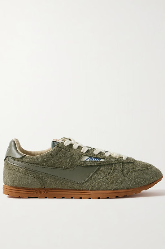 Windspin Sneakers in Moss Suede and Leather