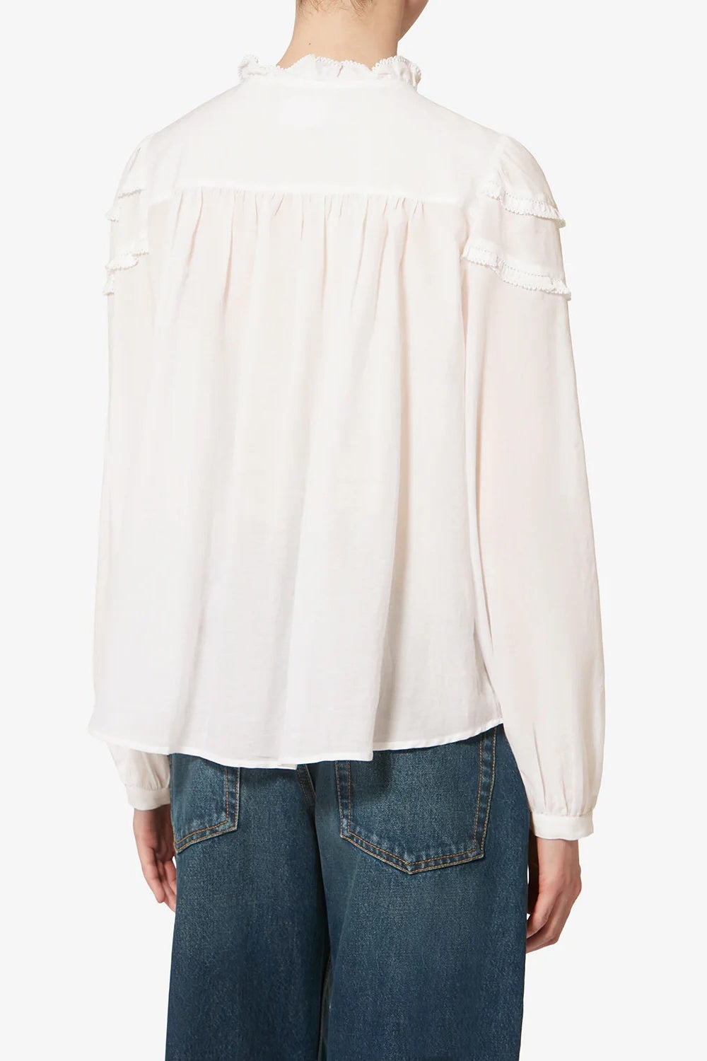 Christa White Ruffle Blouse
