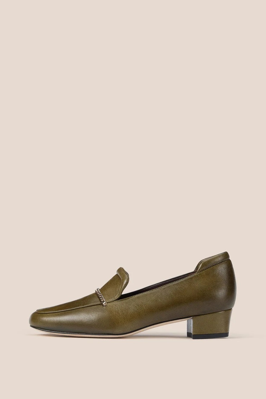 Rowan Olive Mid Heel Loafer