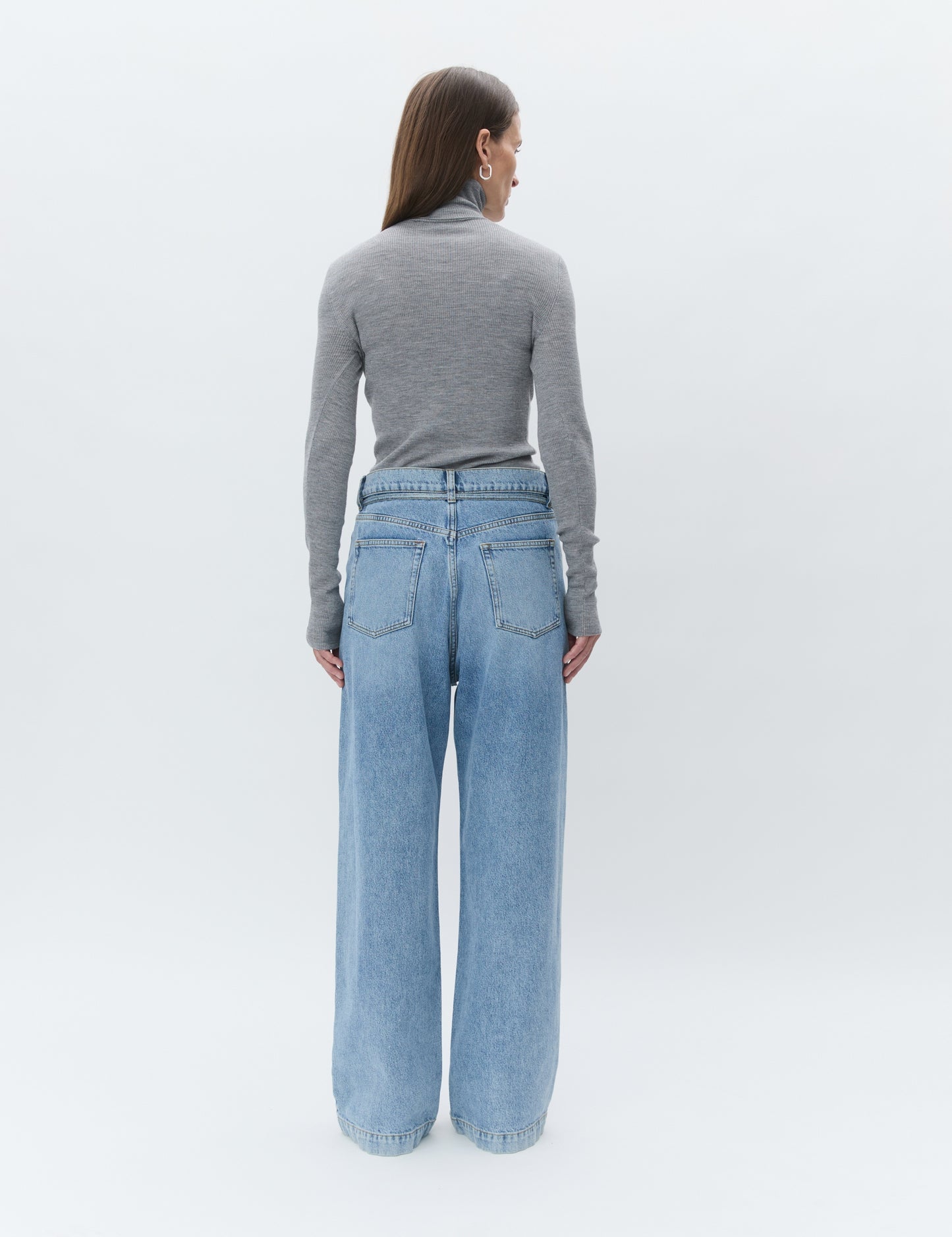 Sierra Grey Merino Roll-Neck Top