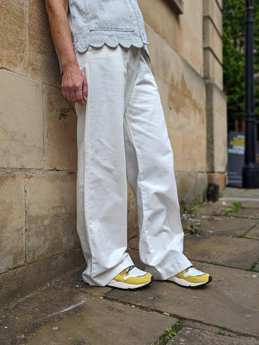Calle Star White Soft Canvas Twill Trousers