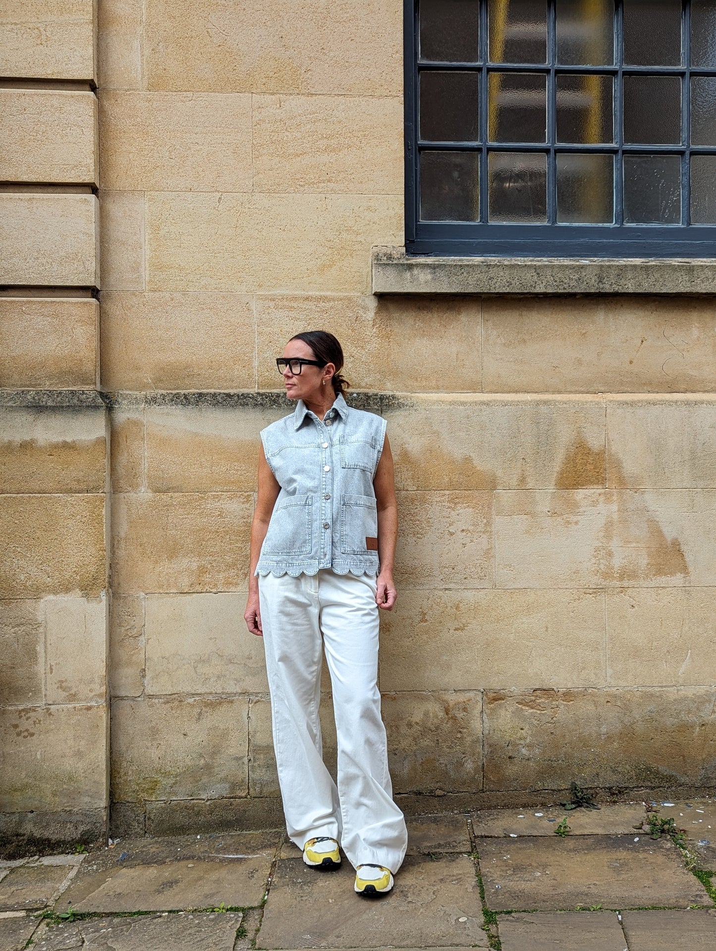 Calle Star White Soft Canvas Twill Trousers