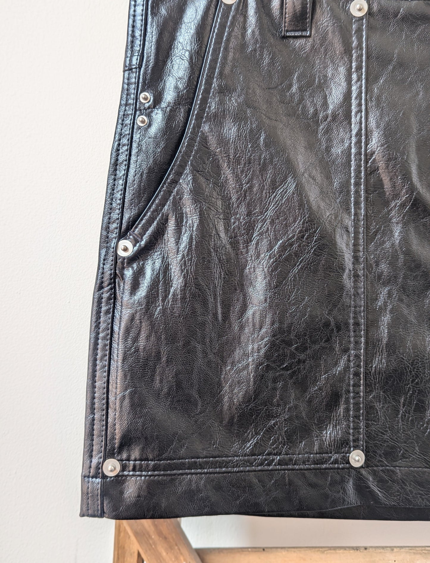 Anais Faux-Leather Black Mini Skirt