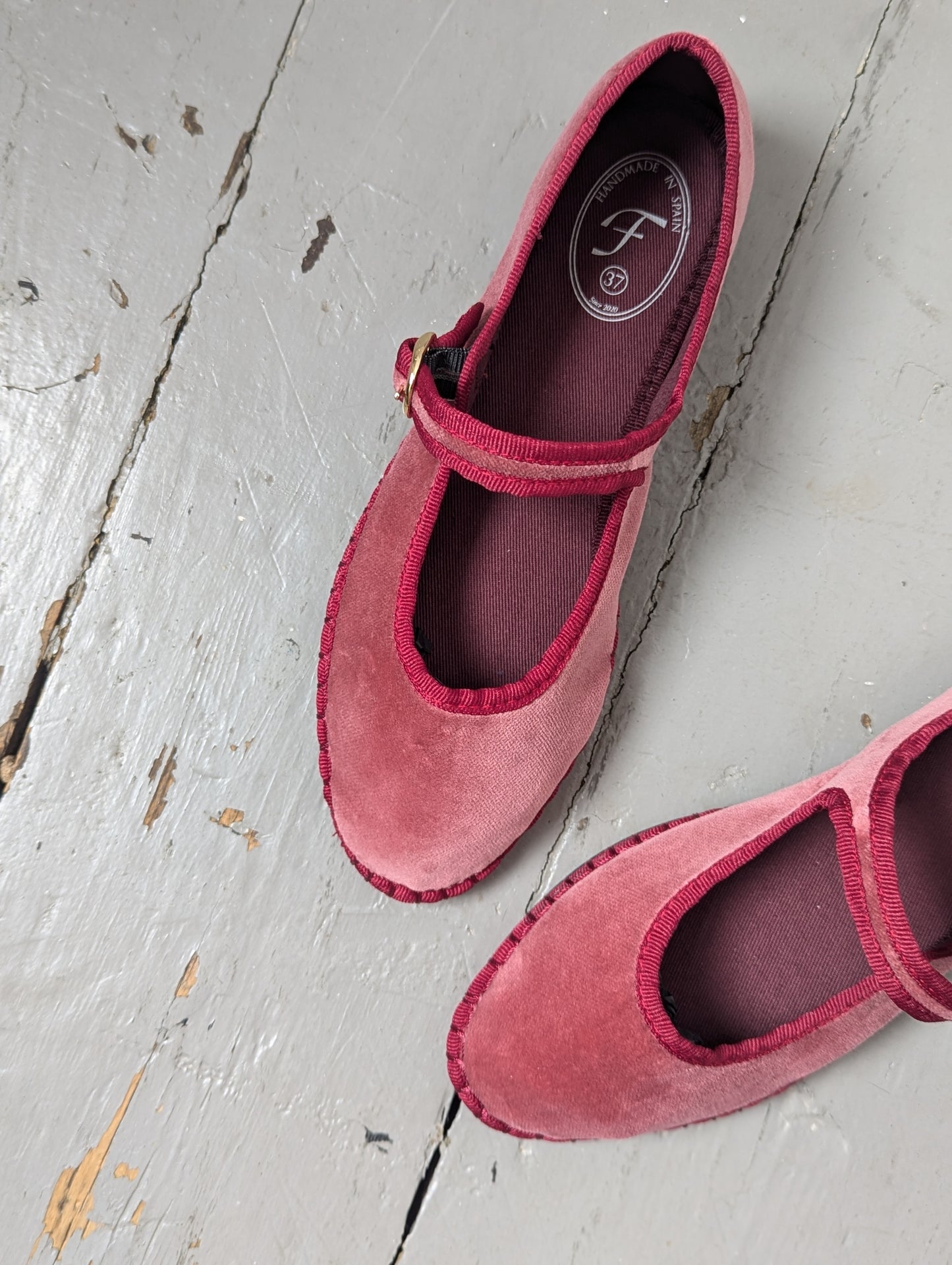 Theresa Pink Velvet Mary-Jane Shoes