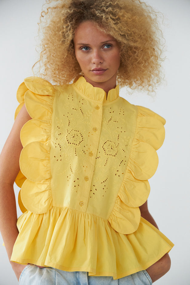 Stella Nova - Sweet Yellow Broderie Anglaise Blouse - Image 3