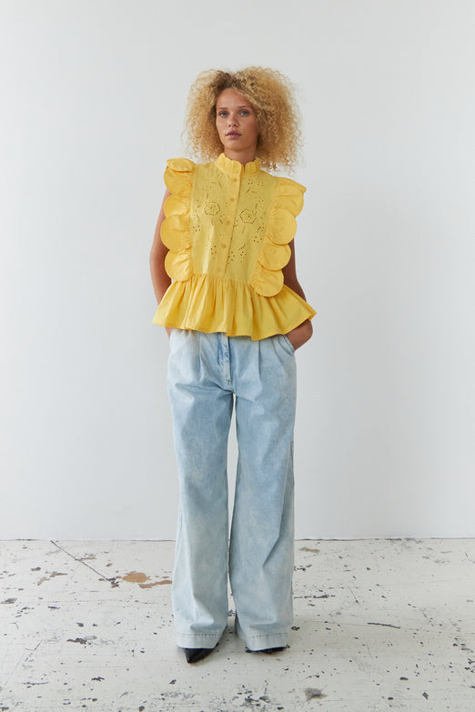 Stella Nova - Sweet Yellow Broderie Anglaise Blouse - Image 2