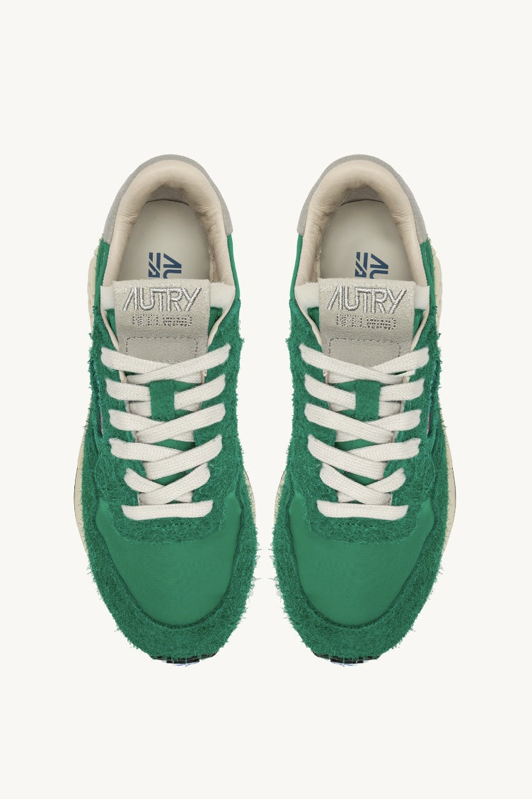 Reelwind Low Sneaker in Green Nylon and Suede