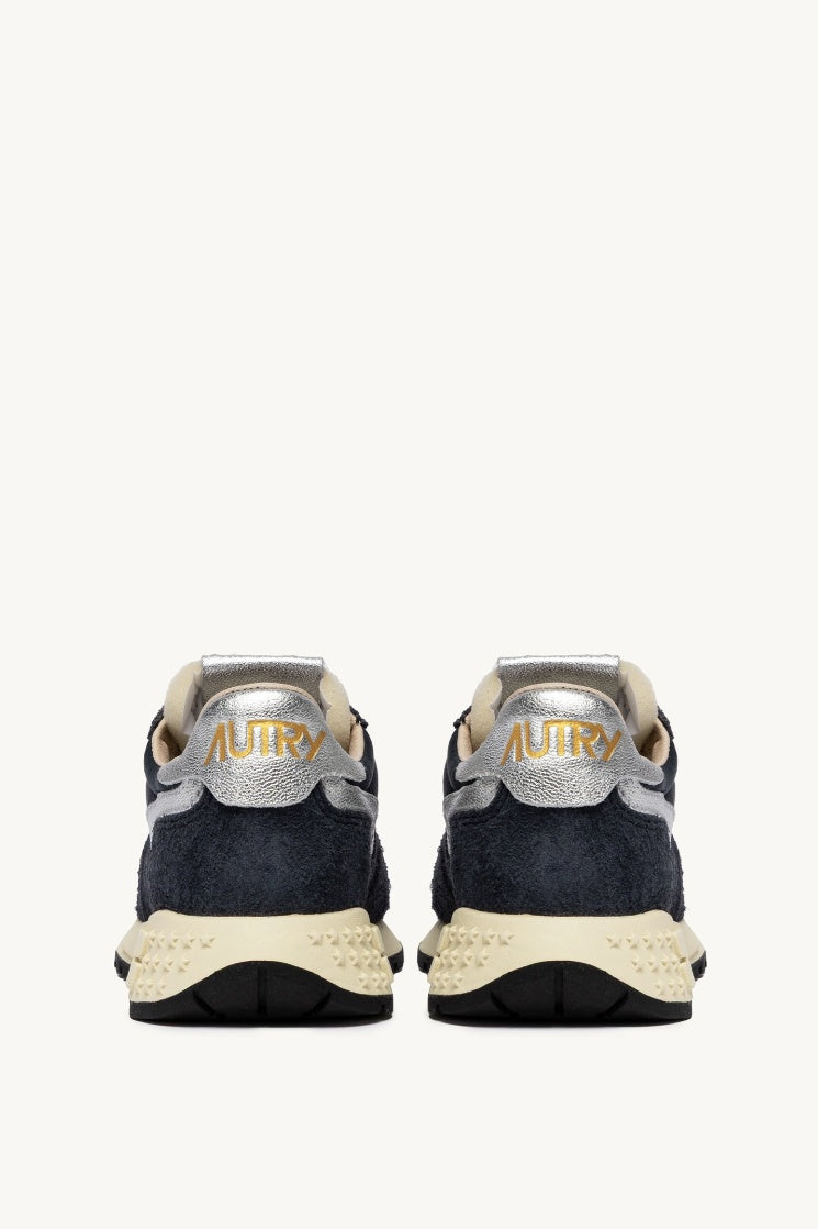 Reelwind Low Sneakers in Space and Silver Nylon Suede and Leather