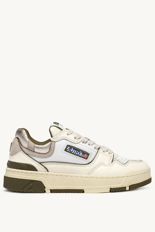 CLC Low Sneakers in Whisper White Lizard and Platinum Leather