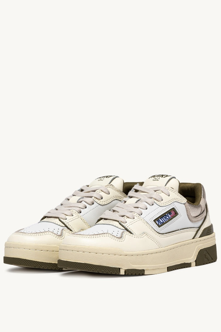 CLC Low Sneakers in Whisper White Lizard and Platinum Leather