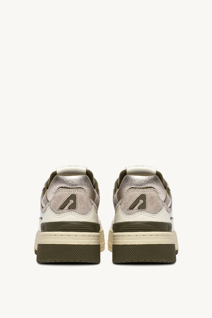 CLC Low Sneakers in Whisper White Lizard and Platinum Leather