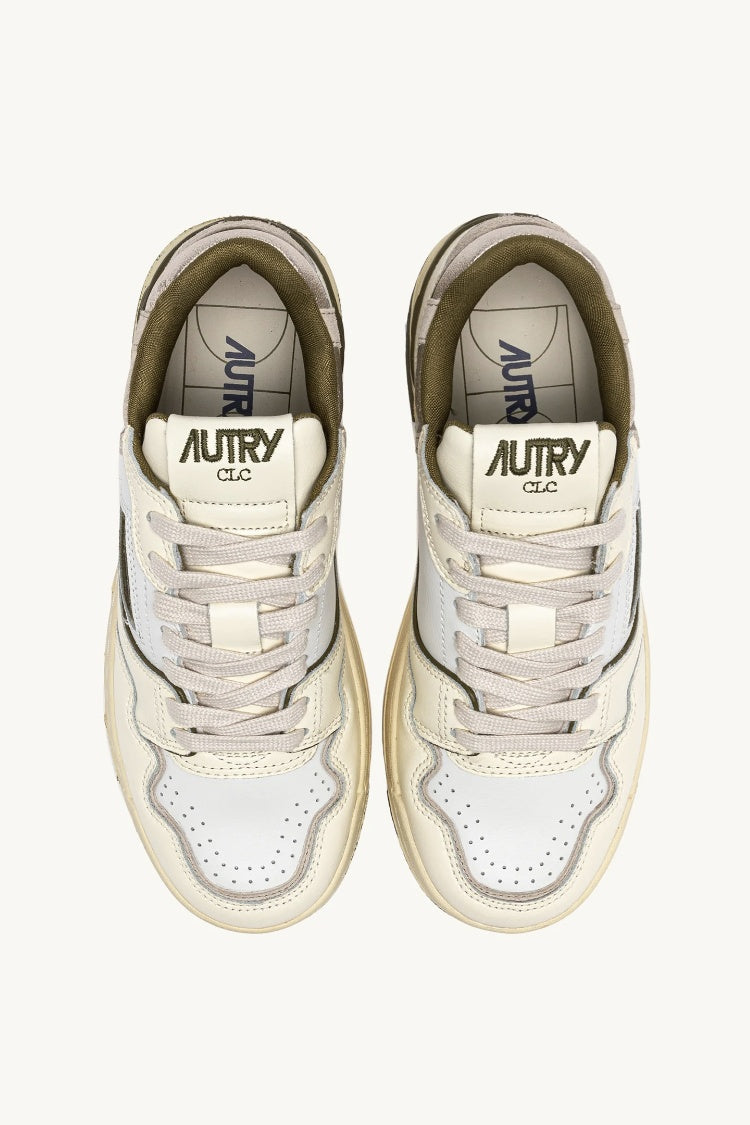 CLC Low Sneakers in Whisper White Lizard and Platinum Leather
