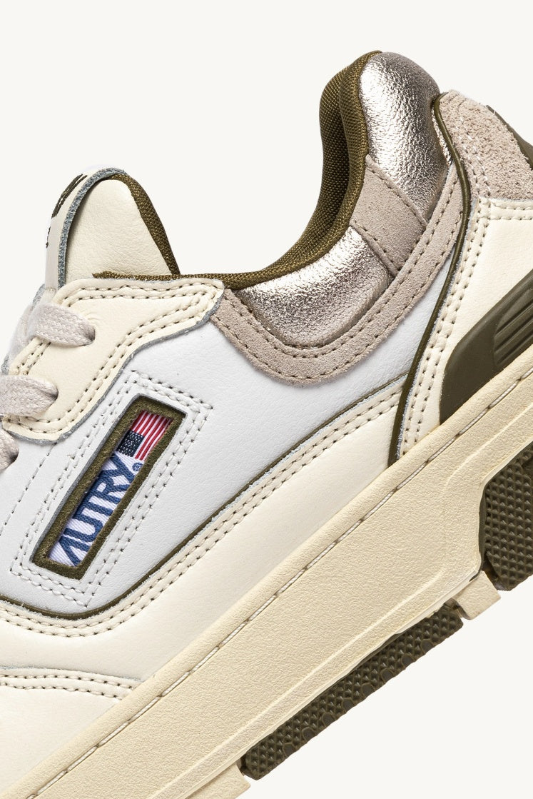 CLC Low Sneakers in Whisper White Lizard and Platinum Leather