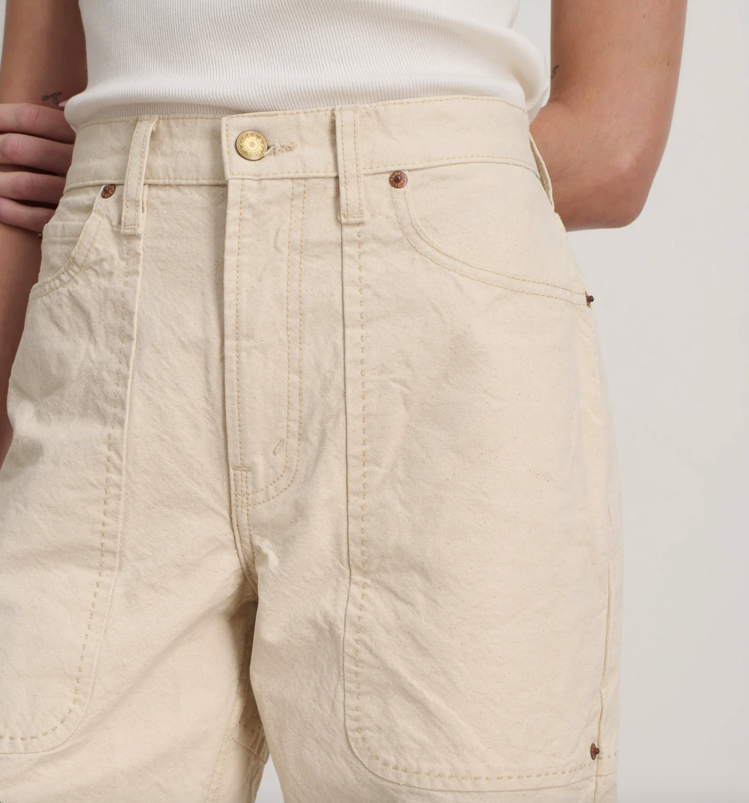 B Sides - Elissa Patch Pocket Mere White Jeans - Image 5